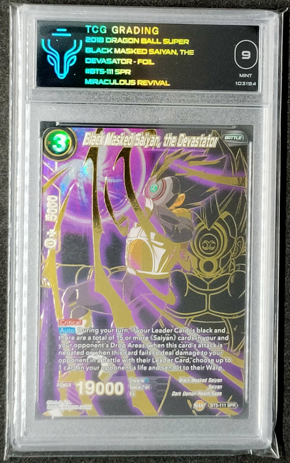 dragon ball super card game masked saiyan Dragon Ball Super TCG Black Masked Saiyan, The Devastator BT5-111 SPR – Faraway Island Collectibles