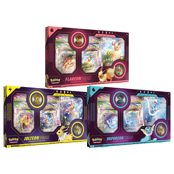 POKMON TCG Eevee VMAX Premium Collection - BUNDLE (Set of 3) Faraway Island Collectibles POKMON TCG Eevee VMAX Premium Collection - BUNDLE (Set of 3) Faraway Island Collectibles